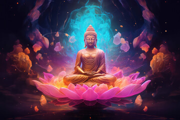 abstract background of buddha and lotus