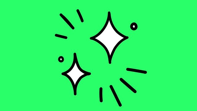 Animation white simple star shape on green background.