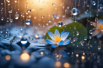 Schilderijen op glas A flower in raindrops. Generative AI  © pluto612
