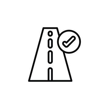 recommend clip art: Road with checkmark outline icon. Vector illustration. Isolated icon is suitable for web, infographics, interfaces, and apps.