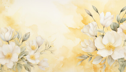 Fototapeta na wymiar yellow flowers watercolor background