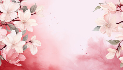 Obraz na płótnie Canvas Pink flowers watercolor background