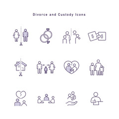 離婚・親権・財産分与に関するアイコンセット
