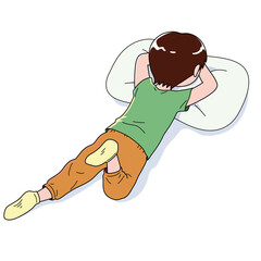 うつ伏せに寝る人