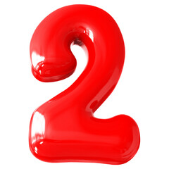Red Number 2 With Style Bubble Render