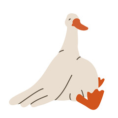 white fat goose sits on its butt with a big belly. Cute plump goose. Flat vector illustration, eps10 © eto100ya