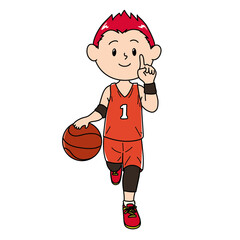 バスケットボールでもう一本取って行こうというポーズをとる人