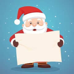 Happy Santa Claus Holding Blank White Paper,ai generated