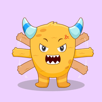 Cute Angry Yellow Monster Illustration