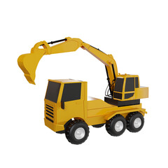 Construction vehicle 3d render clipart