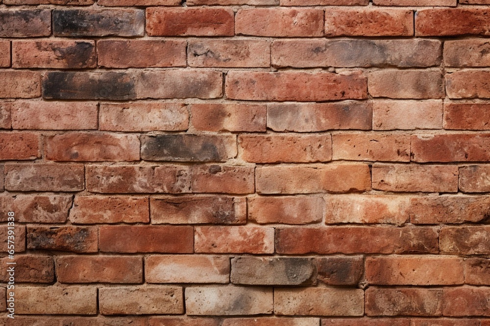 Poster generative ai : old brick wall, old texture of red stone blocks close-up