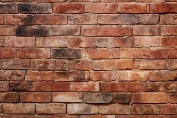 Obraz premium Generative AI : Old brick wall, old texture of red stone blocks close-up