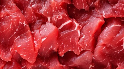 Generative AI : Raw beef meat background. Close up of slice of raw meat.