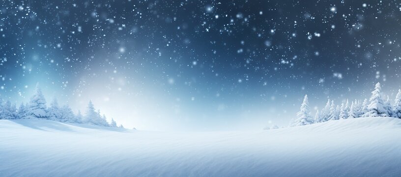 Whimsical ultrawide background featuring the mesmerizing dance of snowflakes as they fall gently over the picturesque snowdrifts
