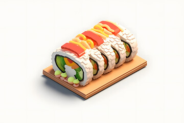 delicious japanese sushi 3d isometric style