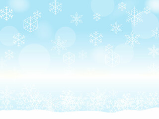 Fototapeta na wymiar 雪の結晶の冬の風景イラスト