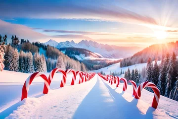 Photo sur Plexiglas Magasin de musique ski resort in the mountains