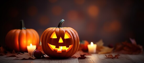 halloween pumpkin background with halloween decorations