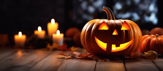 halloween pumpkin background with halloween decorations