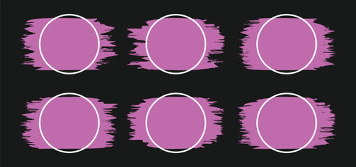 set of frame purple brush vector illustration