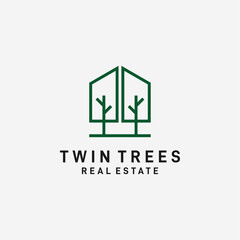 Trees and real estate logo design