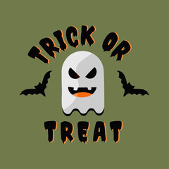 trick or treat vector design with scary ghost characters. Halloween celebration
