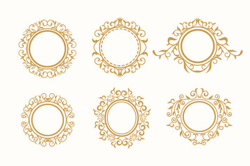 Circular leaves Ornament Template Design. Luxury Ornament Wedding Decoration Business. vector illustration