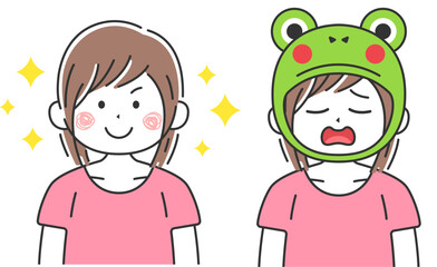 女性の蛙化現象のイラスト