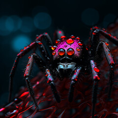 Black amoled and spider macro photographic