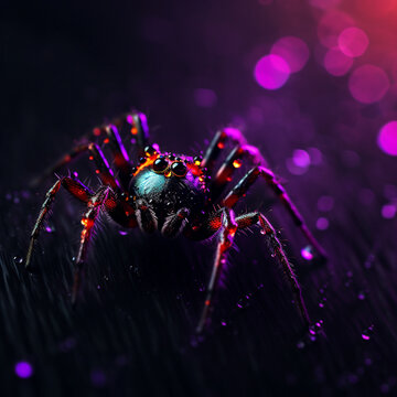 Black amoled and spider macro photographic