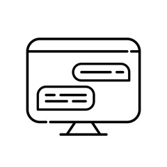 Online forum chat on desktop computer. Pixel perfect, editable stroke icon