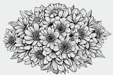 Hand drawn floral composition with Rose flower, leaves and curls isolated on white background. Monochrome illustration in vintage style. Pencil drawing romantic tattoo design, floral decoration.  