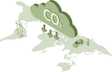 CO2 carbon emissions reduction concept. Green energy, ecology environmental pure air preservation