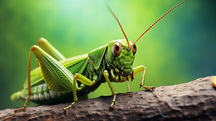 Close-up of grasshopper with textured background and space for text, background image, AI generated - obrazy, fototapety, plakaty