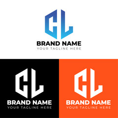 C L letter polygon logo vector, Two letters C L logo design , Double letters polygon letter mark logo, Vector logo design