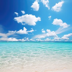 Obraz premium Sea wallpaper sunny day blue sky white clouds