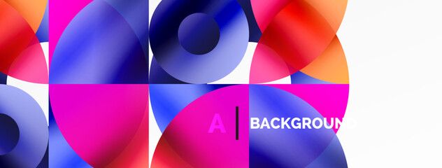 Abstract round geometric shapes with gradients. Concept for creative technology, digital art, social communication, and modern science. Ideal for posters, covers, banners, brochures, and websites