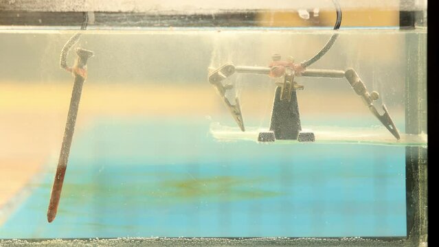 metal items undergoing electrolysis