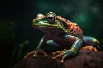 Image of a colorful frog. Amphibian, Illustration, Generative AI