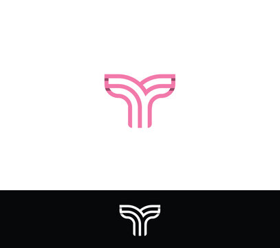 Letter Y Whale Tail Logo Design Vector Icon Graphic Emblem Illustration