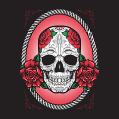 sugar skull with roses ornament