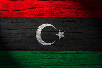 libya flag painting on wood