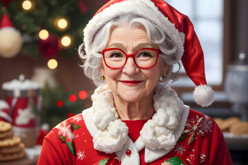 Mrs. Claus, the warm and festive partner of Santa, spreading holiday cheer.