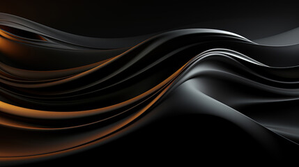 Realistic Abstract Black and Orange Acrylic Paint Liquid Wavy Background