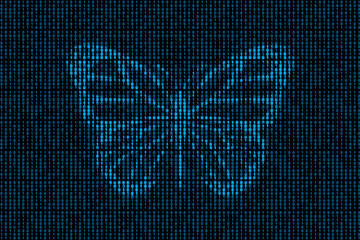 Monarque butterfly hidden in binary code