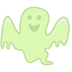 monotone green color cute ghost line art