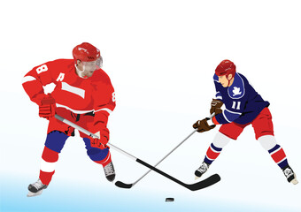 Hockey players. 3d vector color