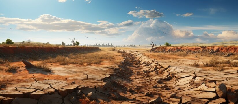 Overgrazing causing soil erosion that leads to desertification from overuse With copyspace for text
