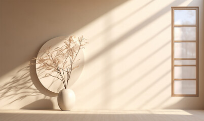 minimalistic abstract backdrop in gentle light beige