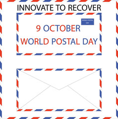 World Post Day. October 9. Template for background, banner, card, poster with text inscription. Vector EPS10 illustration
